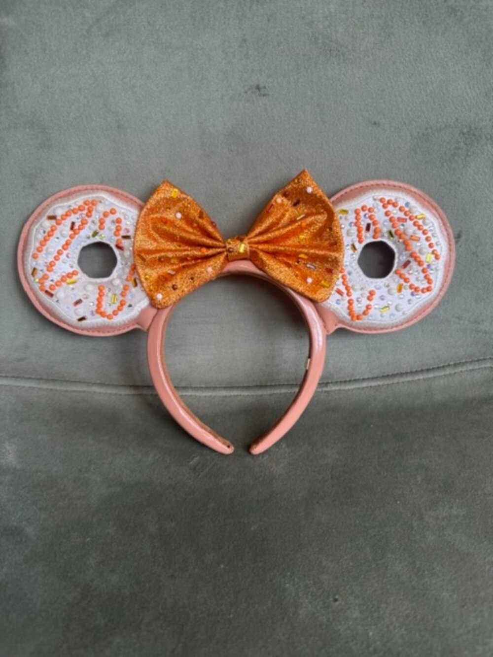 Disney BaubleBar Orange Donut Minnie Mouse Ears Headband Beaded Bow